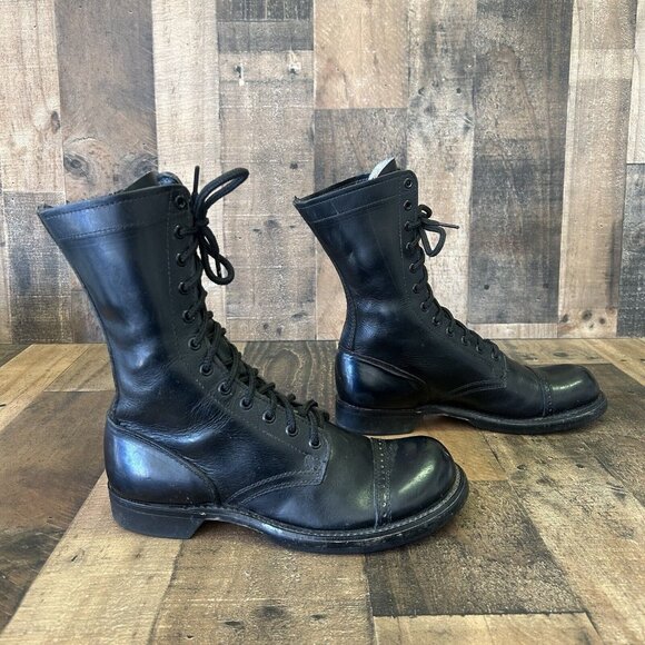 Double H 975 Vintage Cap Toe Black Jump Boots Mens 8 D - Picture 11 of 12